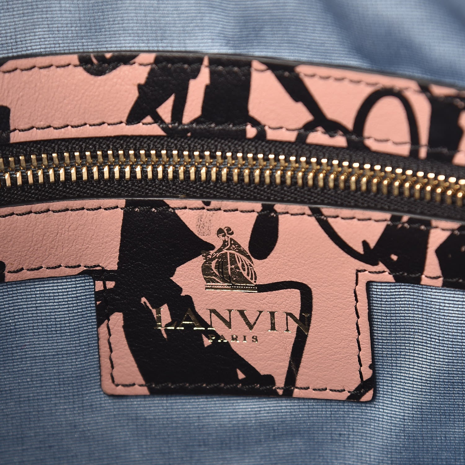 Lanvin Calfskin Silhouette Sketch Printed Large Pouch Blush 6 of 8