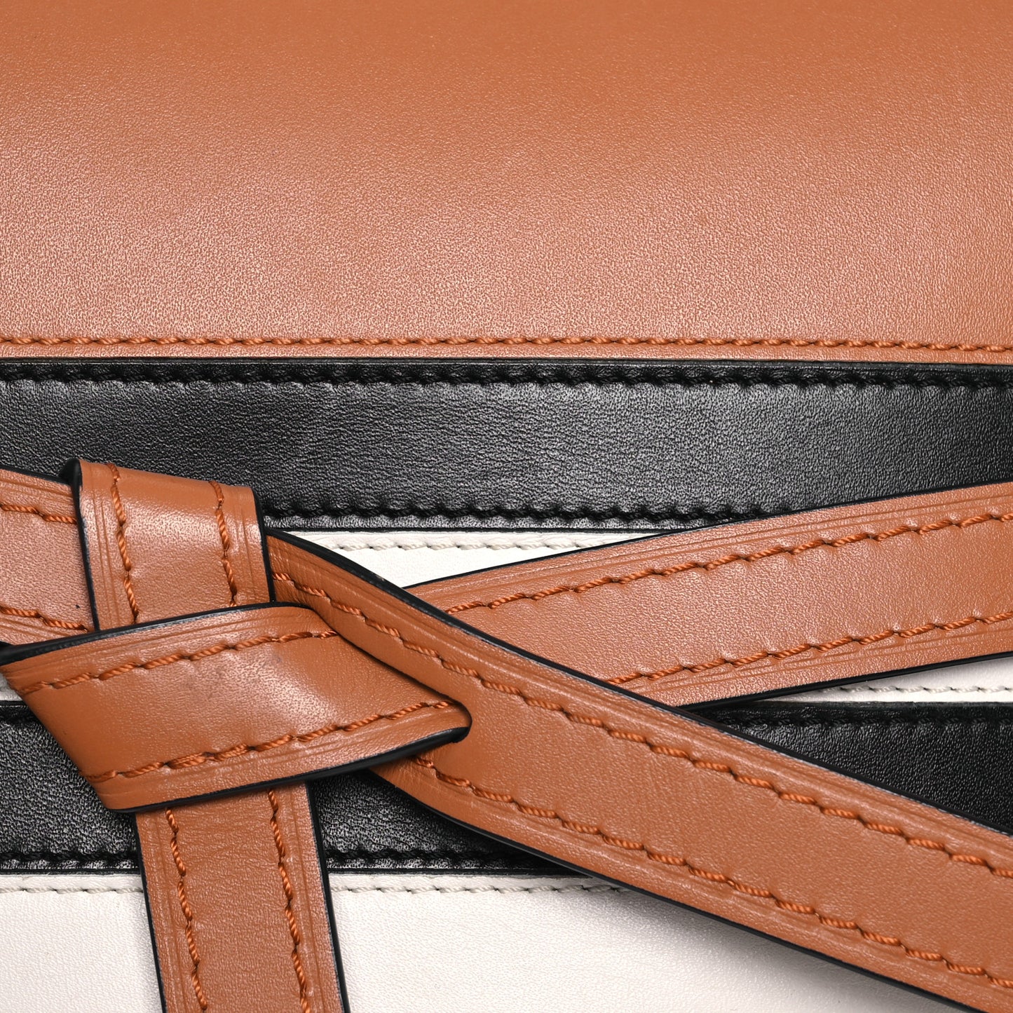 Calfskin Marine Stripe Small Gate Crossbody Bag Tan