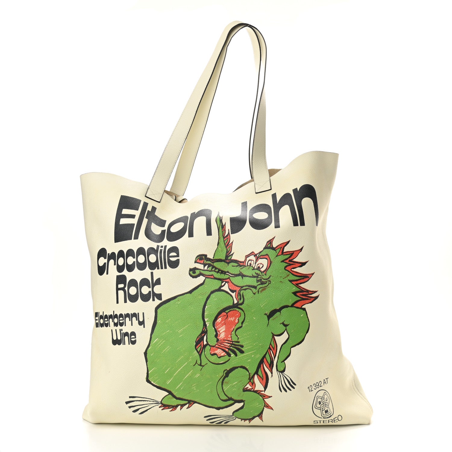 Gucci Calfskin Elton John Crocodile Rock Large Tote Off White 3 of 13