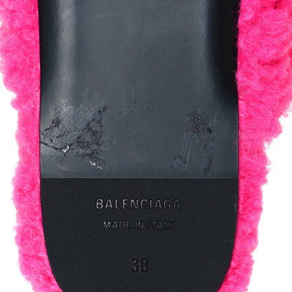 Balenciaga Faux Shearling Cosy BB Mules 38 Pink 6 of 7