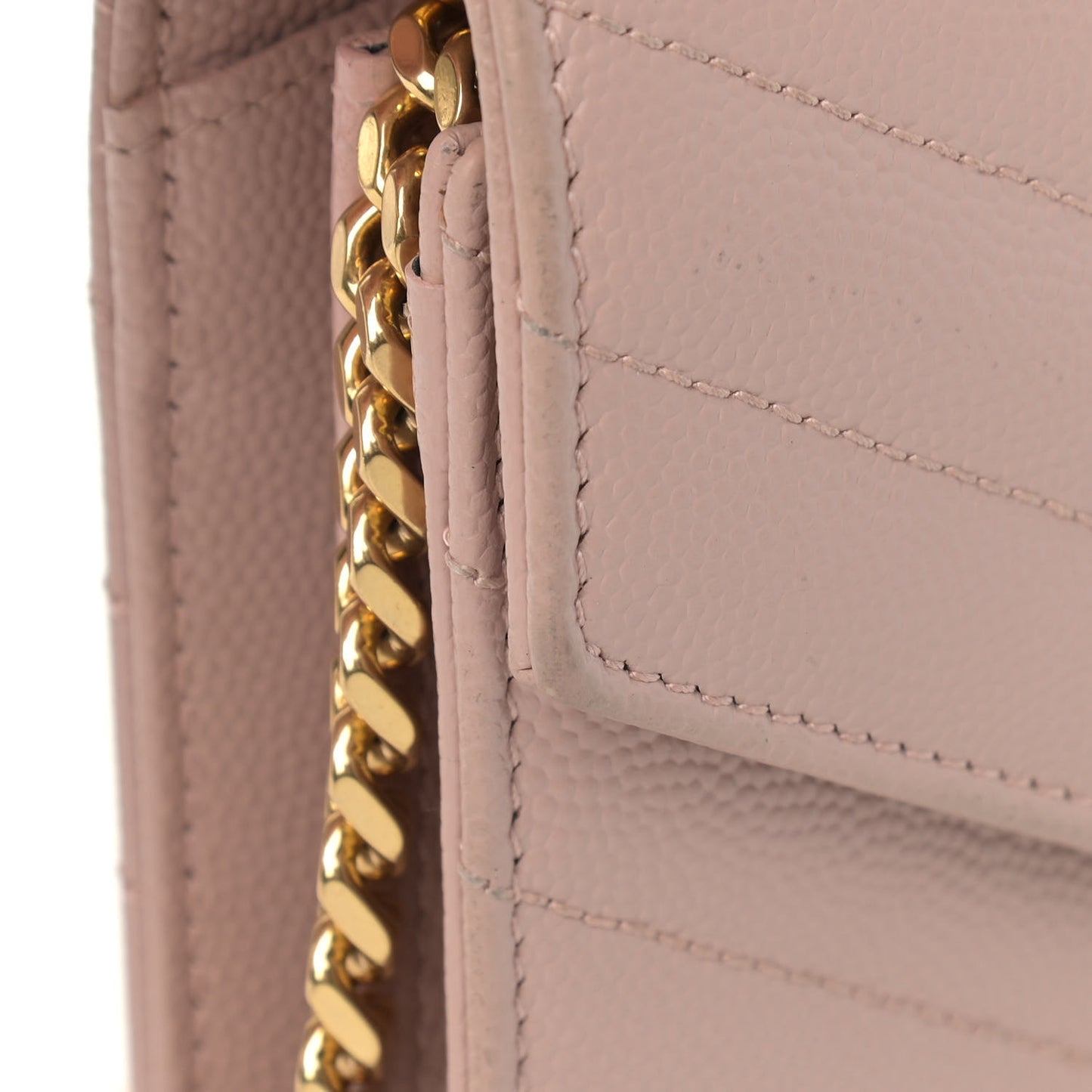 Grain De Poudre Matelasse Chevron Monogram Chain Wallet Pale Pink