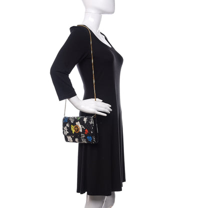 Versace Calfskin Icon Bouquet Quilted Wallet On Chain Crossbody Black 2 of 11