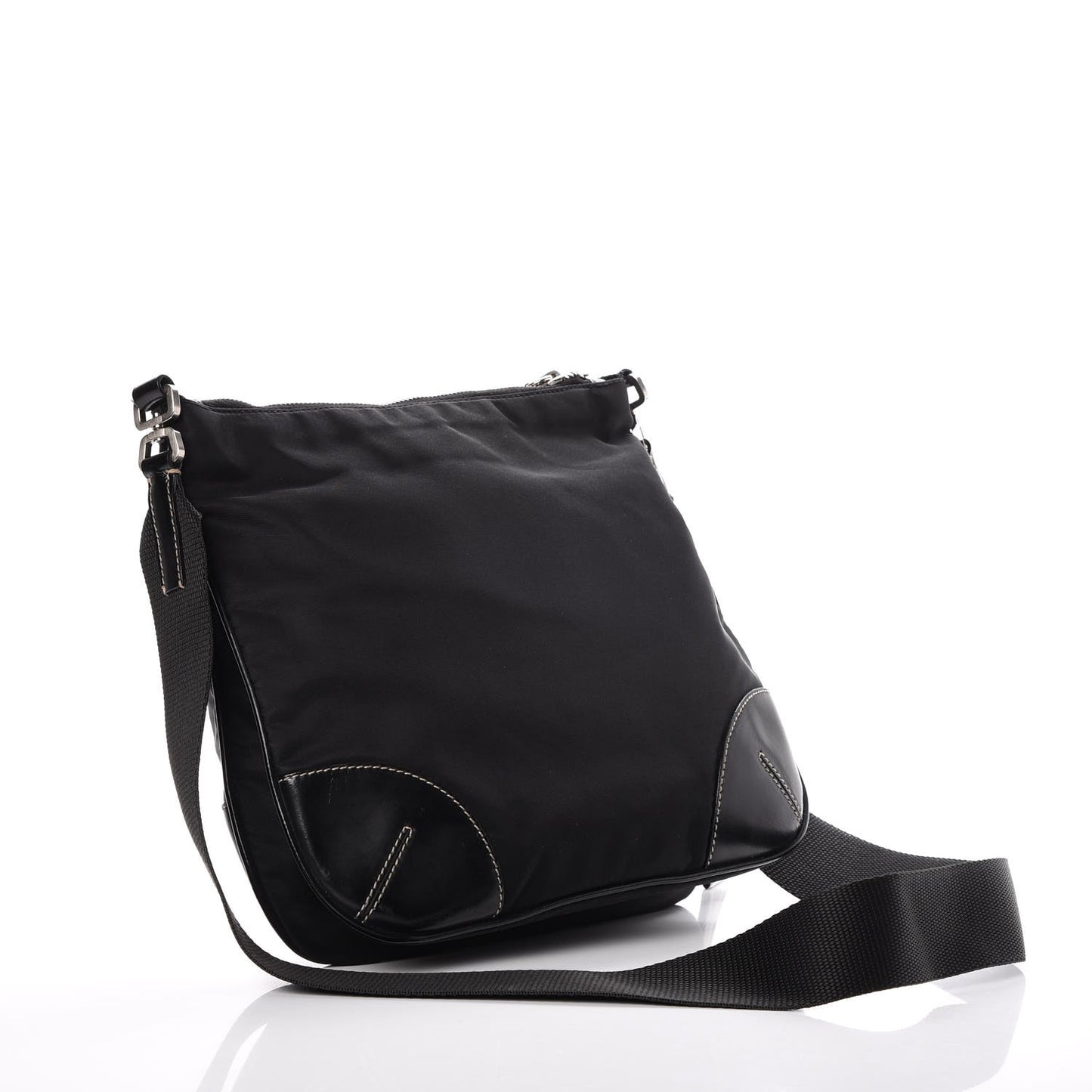 Tessuto Nylon Vitello Flat Messenger Bag Black