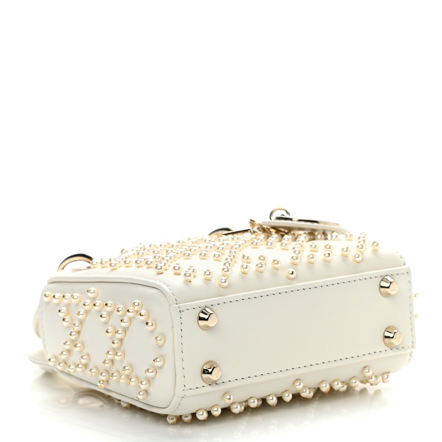 Christian Dior Lambskin Pearl Cannage Micro Lady Dior Latte 4 of 11