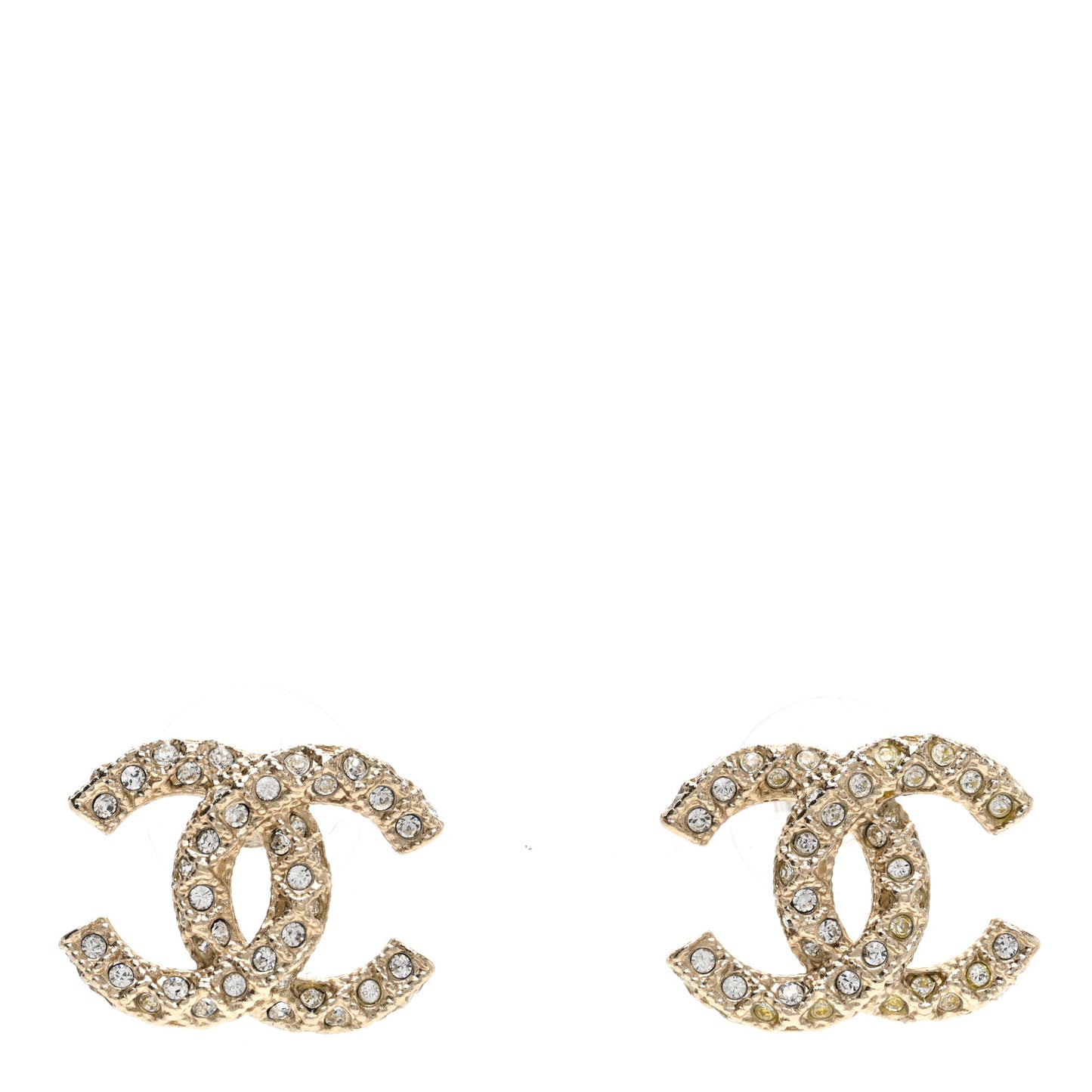 Metal Crystal CC Earrings Gold