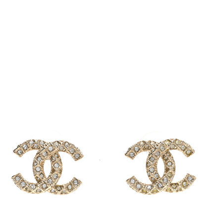 Chanel Metal Crystal CC Earrings Gold 1 of 5