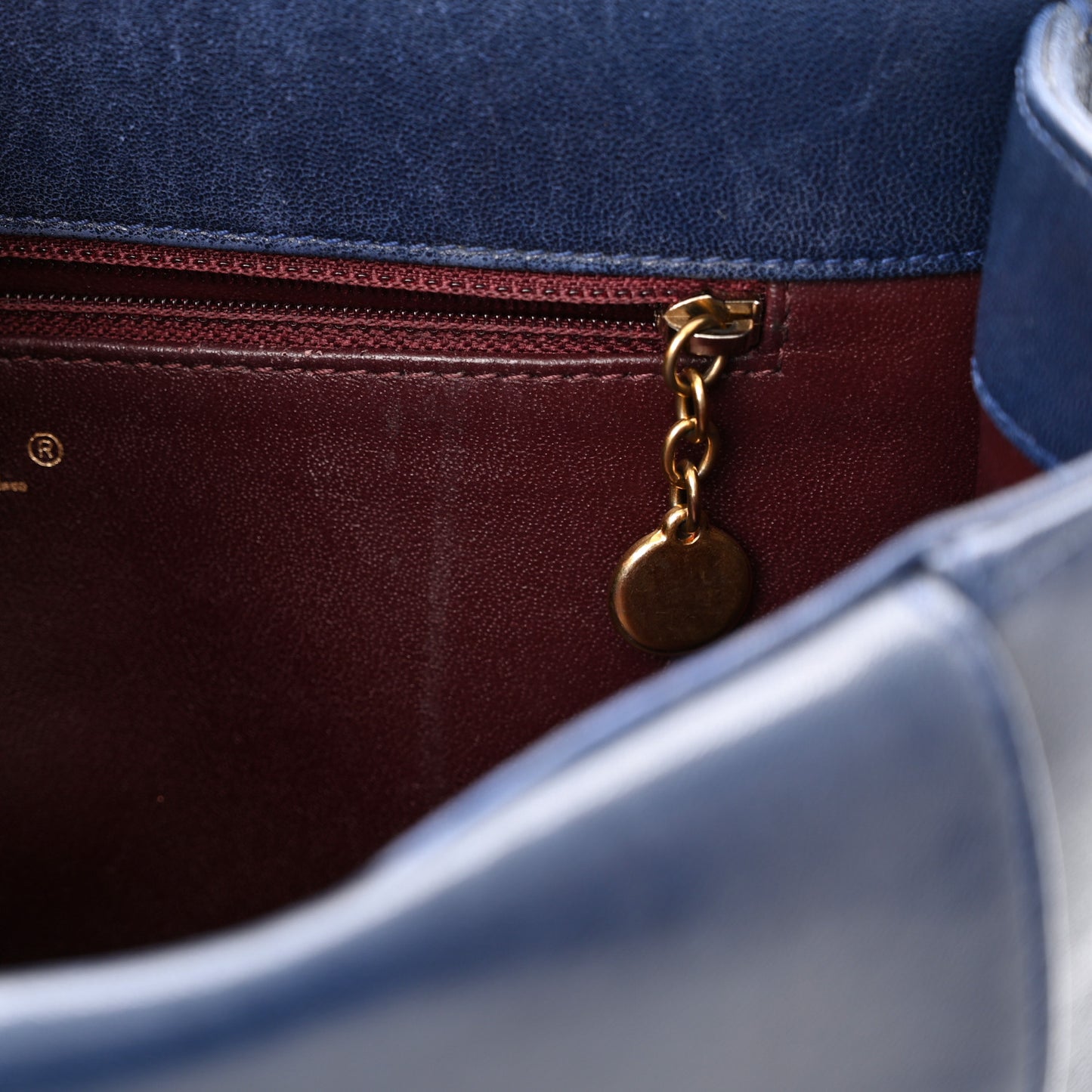 Lambskin Quilted Small Single Flap Blue