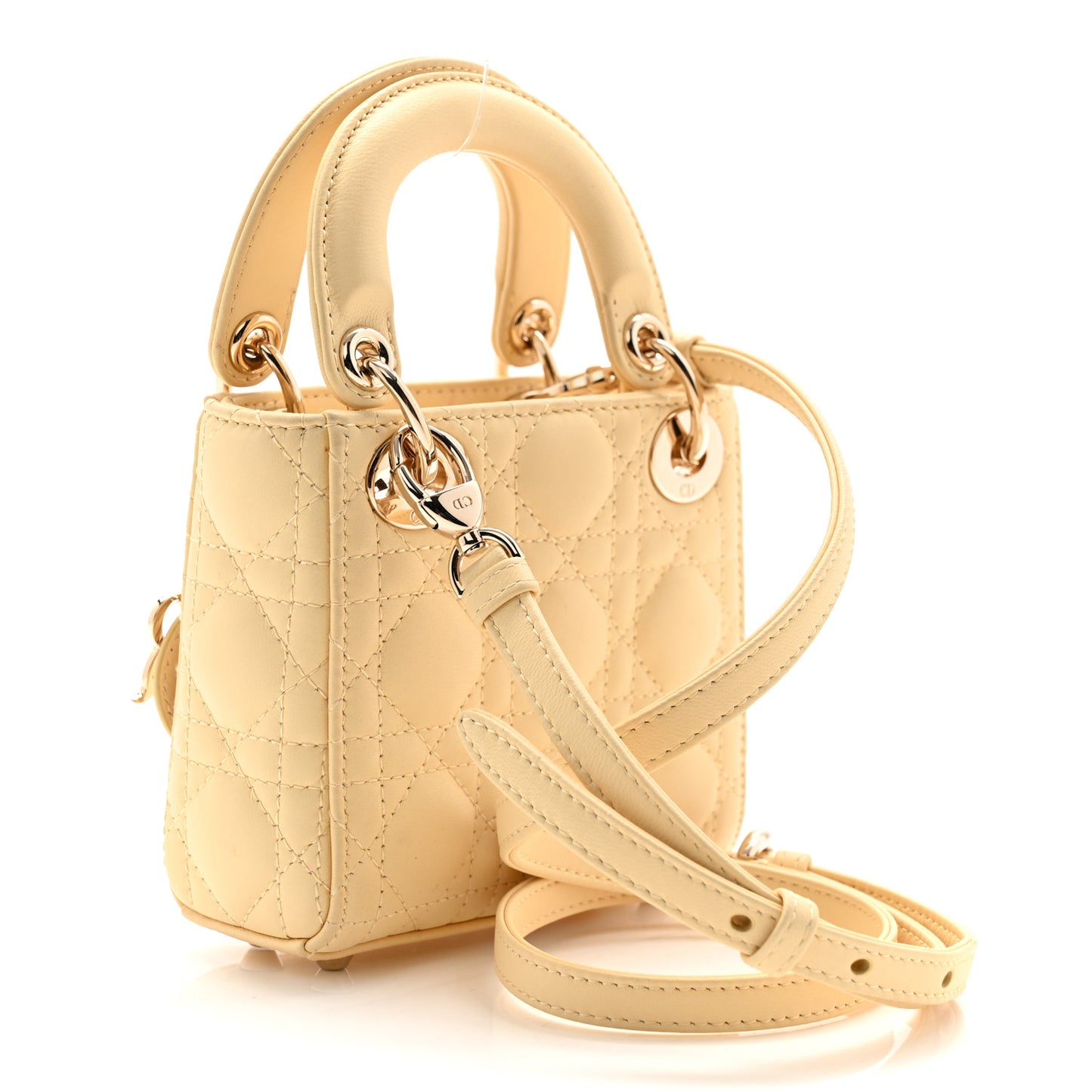 Lambskin Cannage Micro Lady Dior Soft Yellow