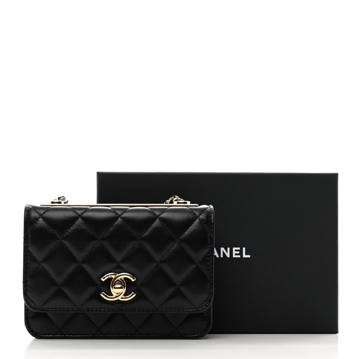 Chanel Lambskin Quilted Mini Trendy CC Wallet On Chain WOC Black 11 of 11