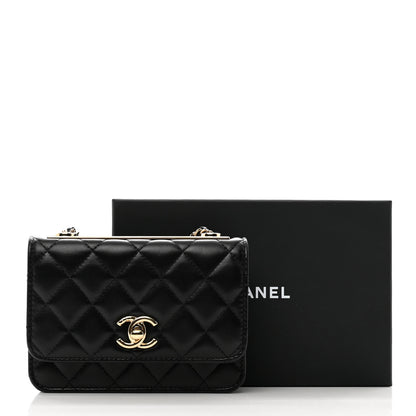 Chanel Lambskin Quilted Mini Trendy CC Wallet On Chain WOC Black 11 of 11