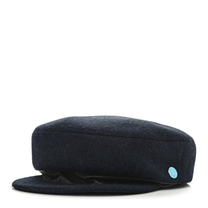 Hermes Wool Calfskin Dani Cap 57 Marine Black 1 of 4