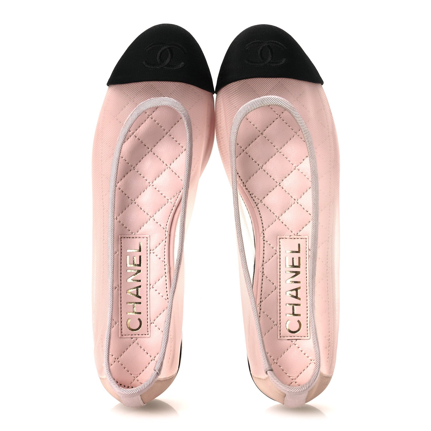 Chanel Mesh Grosgrain CC Ballerina Flats 36 Pink Black 2 of 11