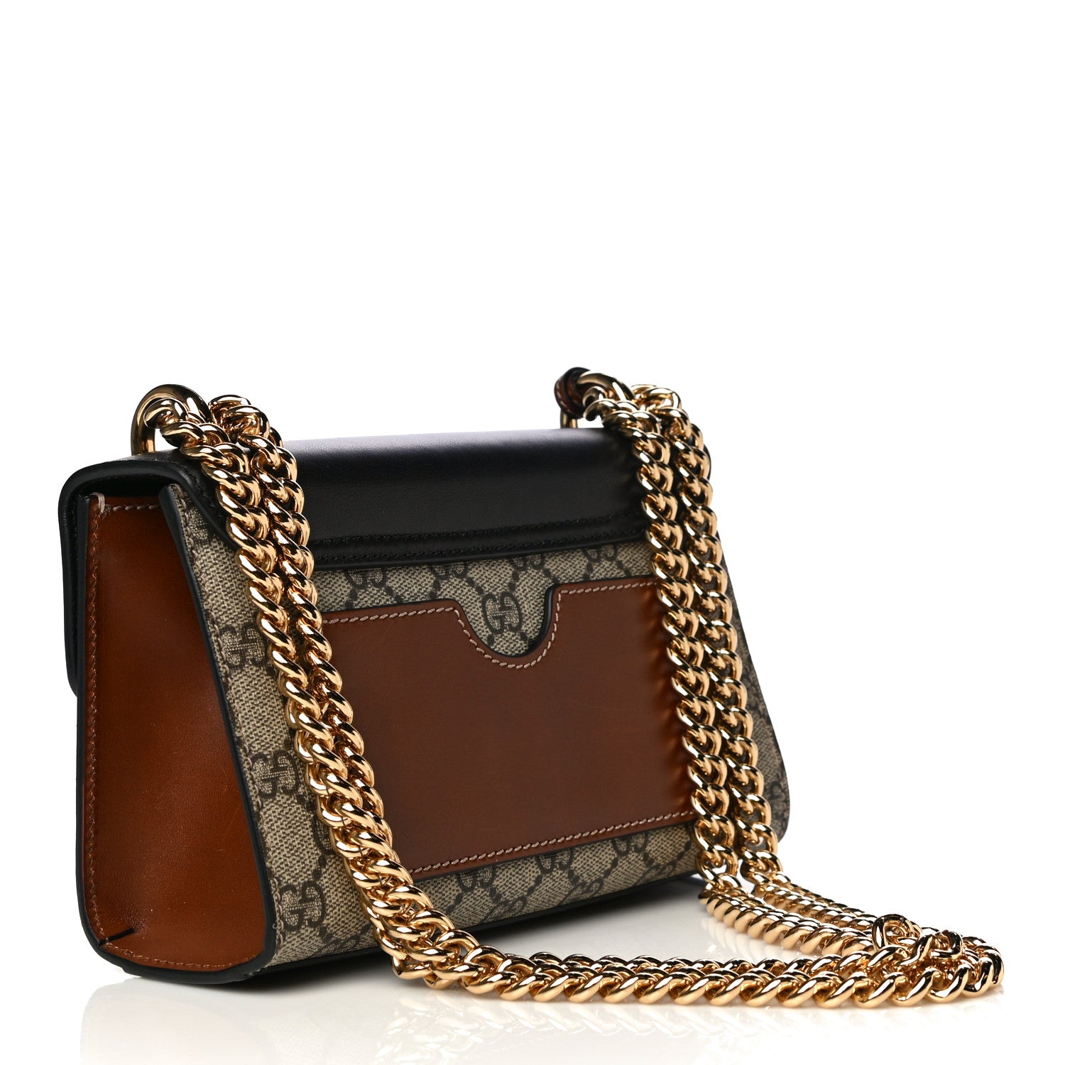 Gucci GG Supreme Monogram Calfskin Small Padlock Shoulder Bag Beige Black Cuir 3 of 14