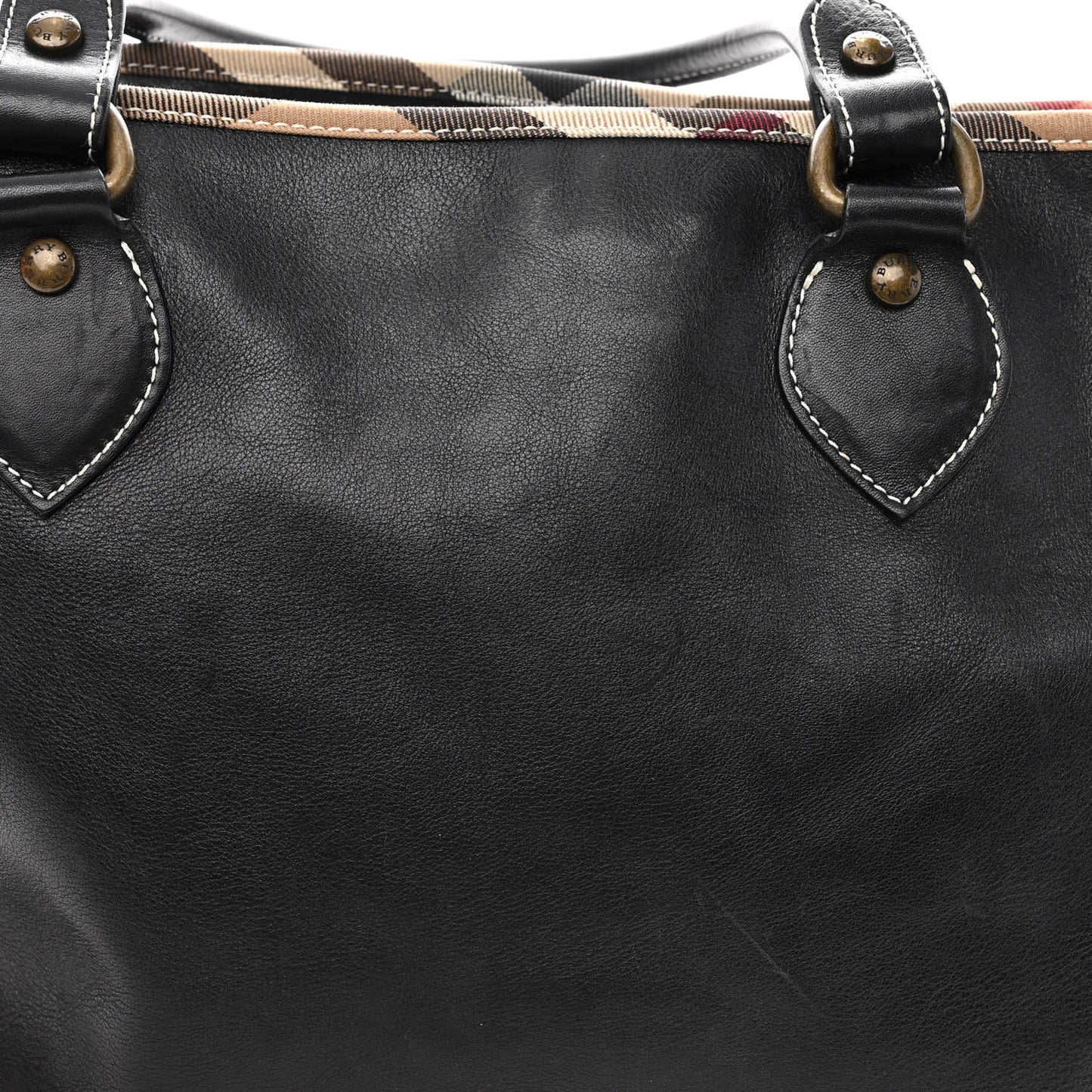 Grainy Calfskin Nova Check Tote Black