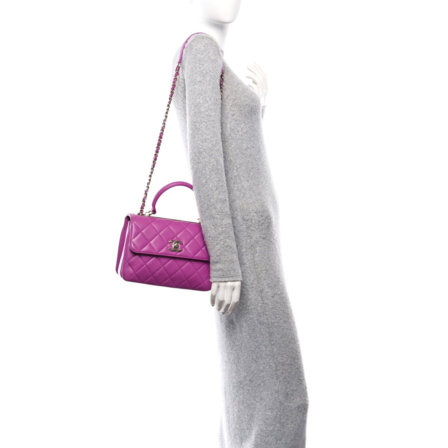 Lambskin Quilted Small Trendy CC Flap Dual Handle Bag Pink