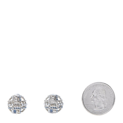 Chanel Pearl CC Round Earrings Silver Blue 2 of 5