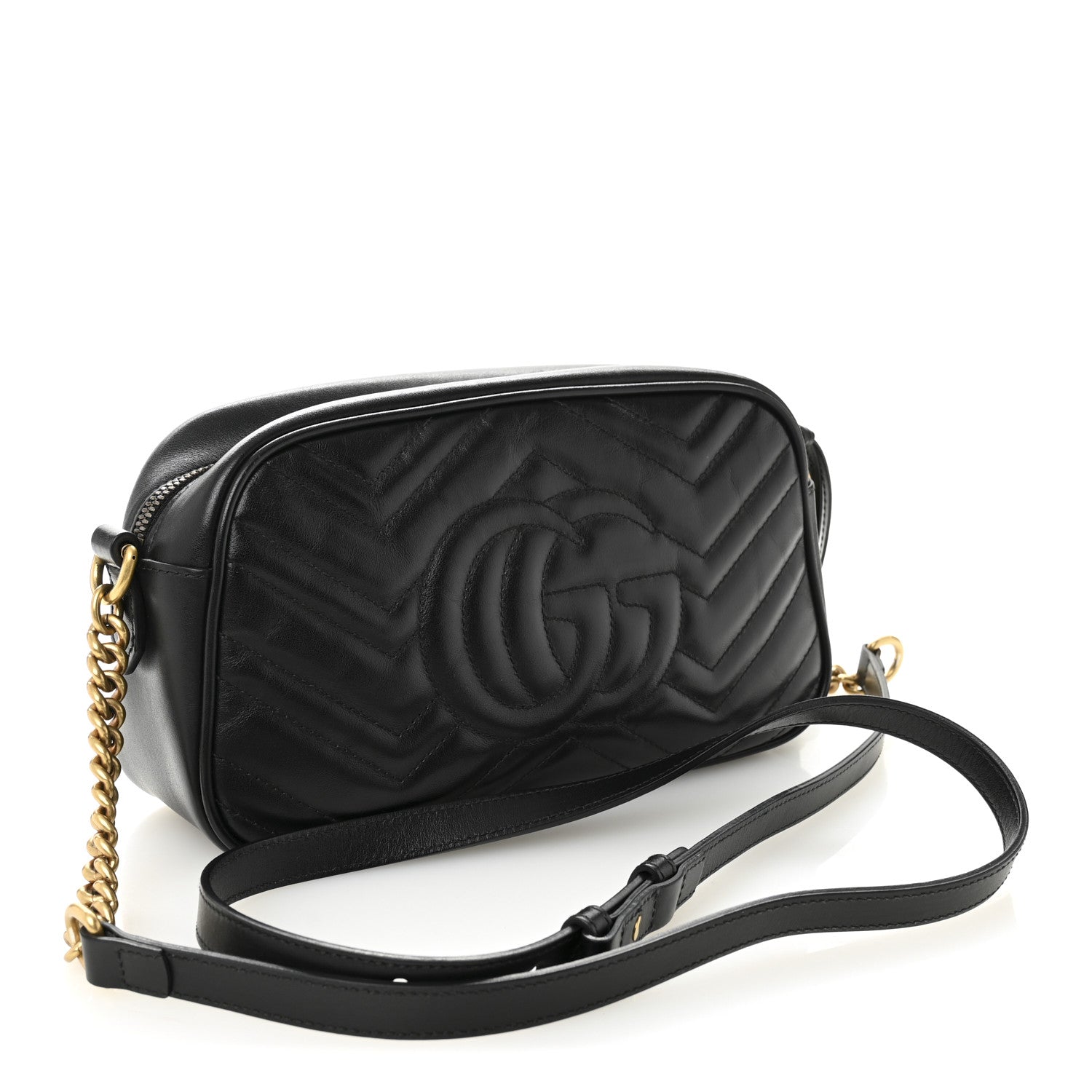 Gucci Calfskin Matelasse Small GG Marmont Chain Shoulder Bag Black 3 of 11