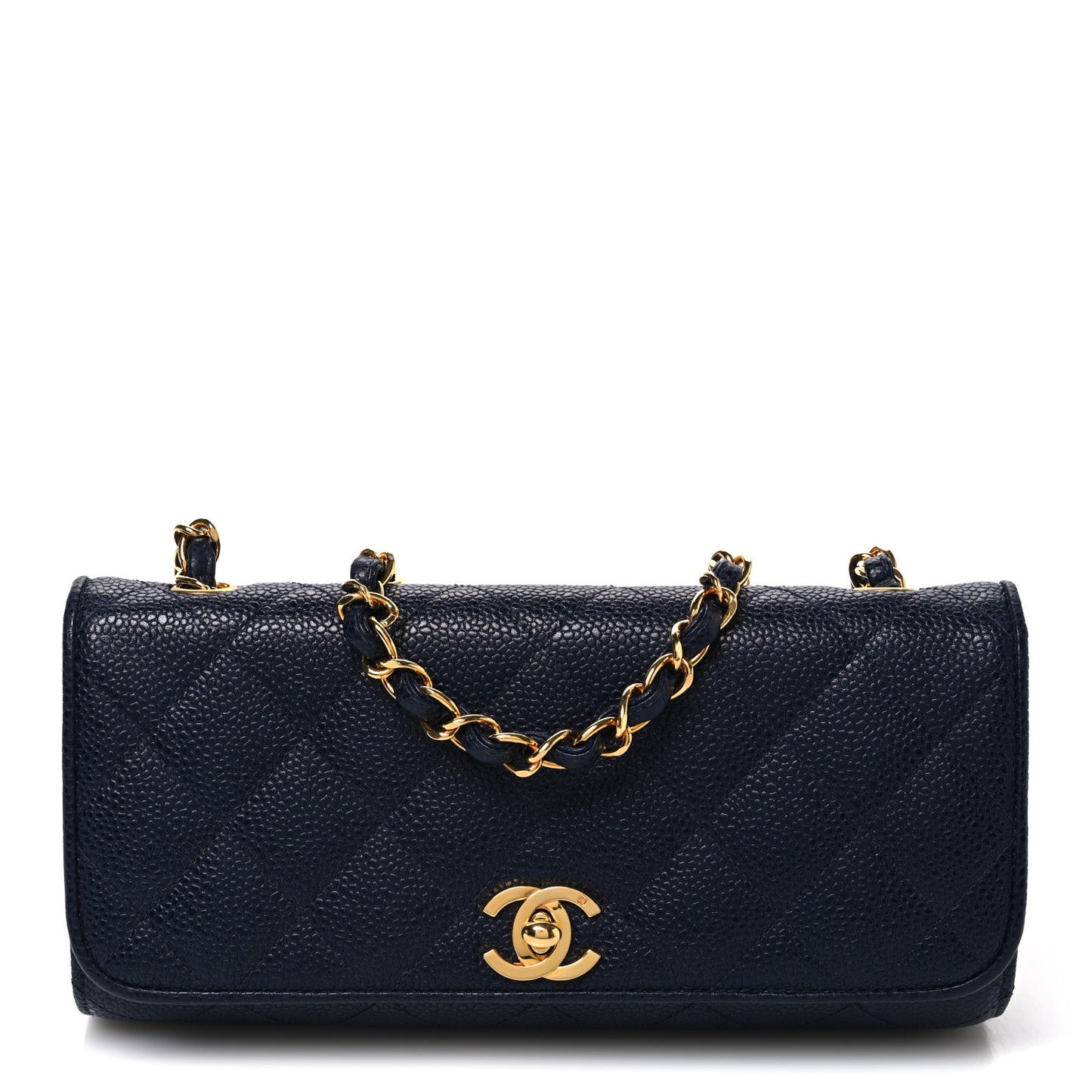 Caviar Quilted East West Flap Navy