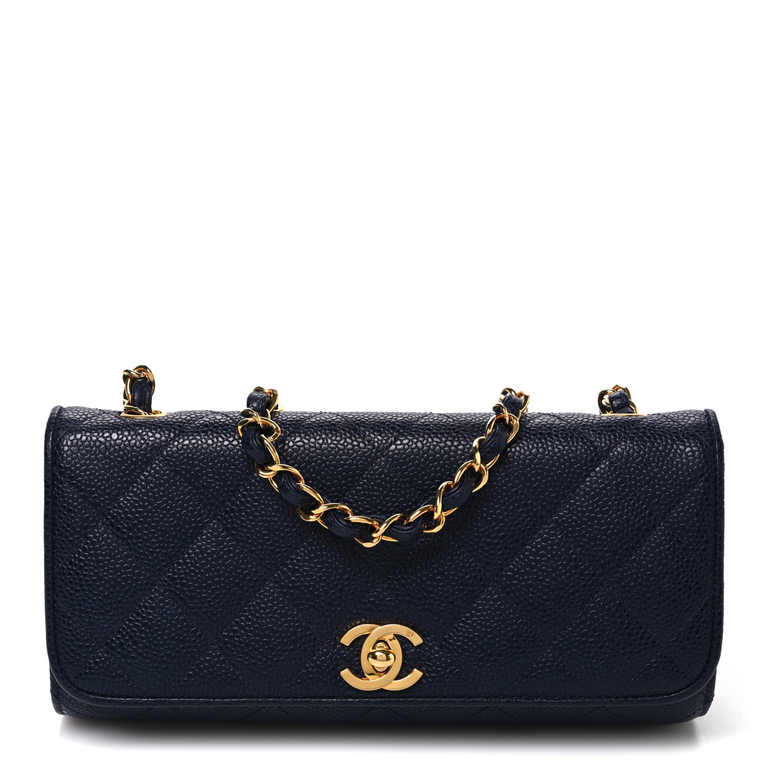 Chanel Caviar Quilted East West Flap Navy 1 of 12