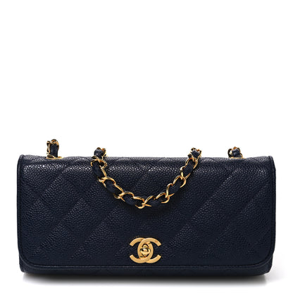 Chanel Caviar Quilted East West Flap Navy 1 of 12
