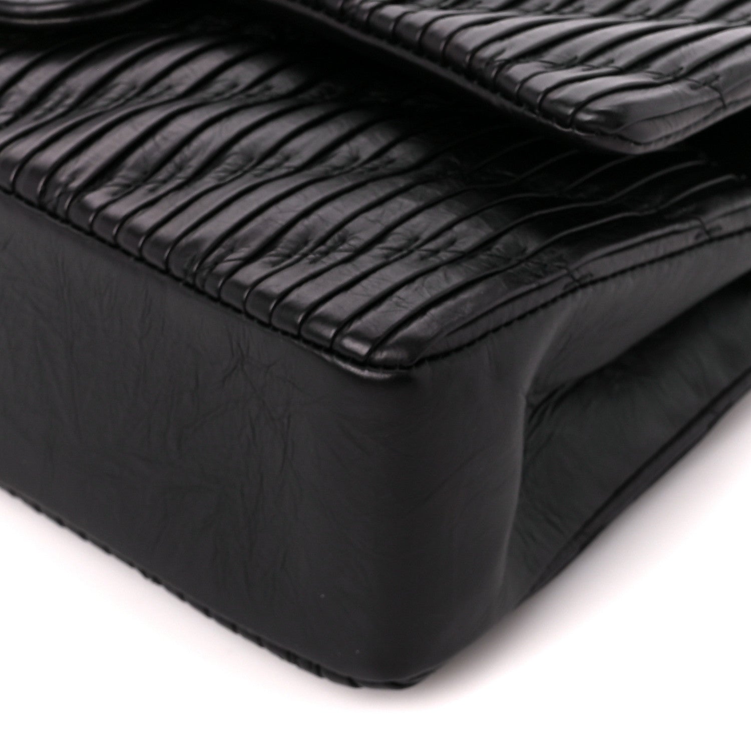 Chanel Calfskin Coco Pleats Medium Double Flap Black 11 of 12