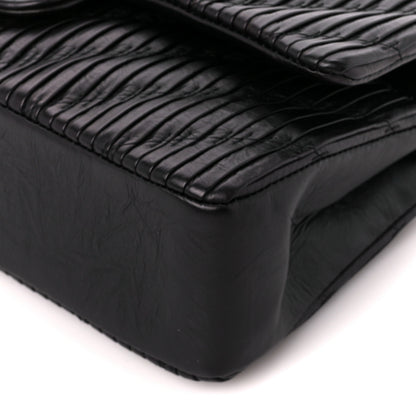 Chanel Calfskin Coco Pleats Medium Double Flap Black 11 of 12