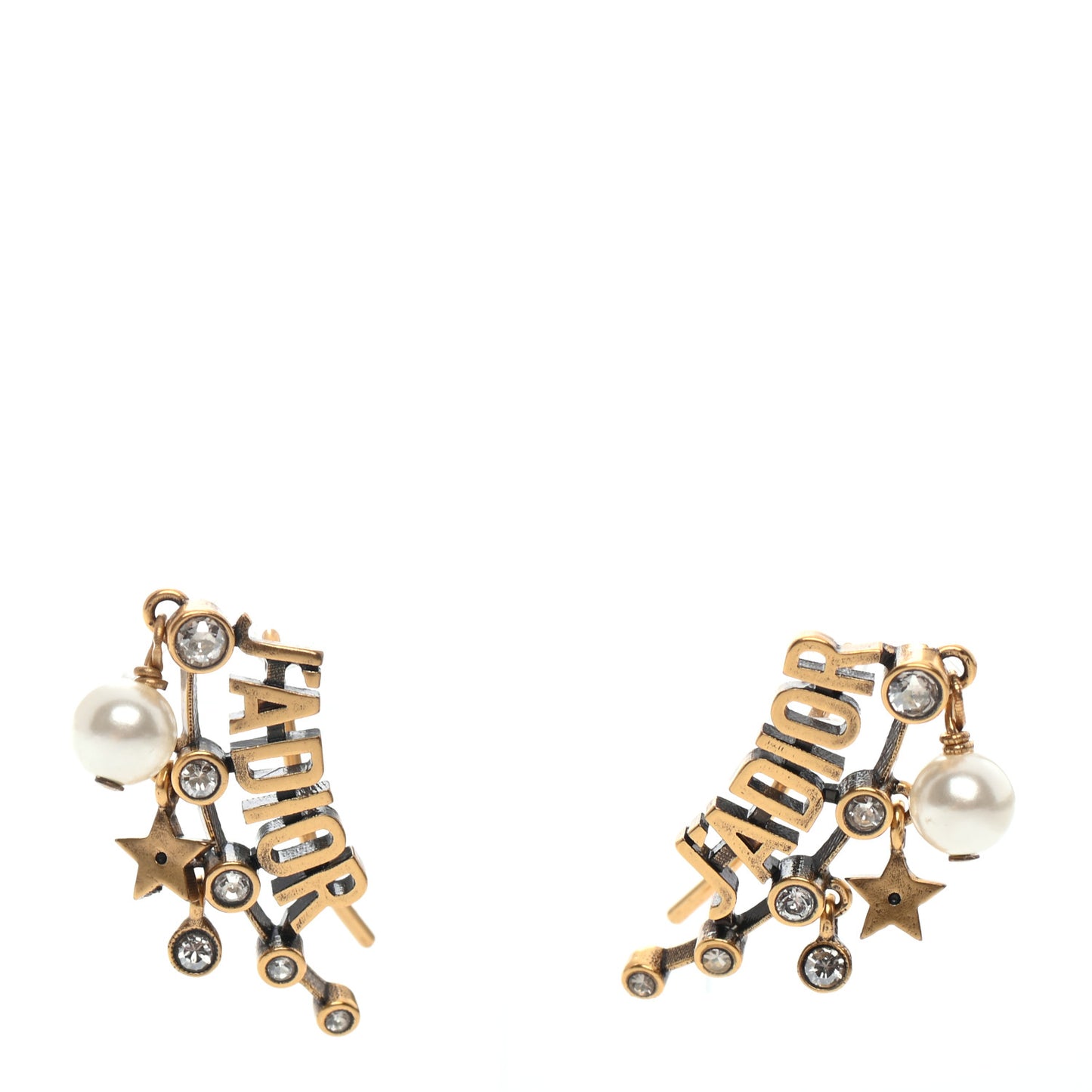 Pearl Crystal J'Adior Earrings Aged Gold