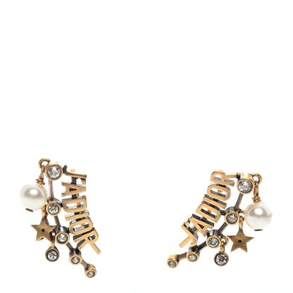 Christian Dior Pearl Crystal J'Adior Earrings Aged Gold 1 of 4