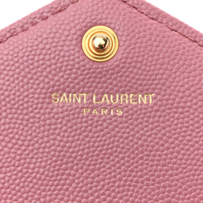 Saint Laurent Grain De Poudre Matelasse Chevron Monogram Envelope Chain Wallet Dark Rose 6 of 10