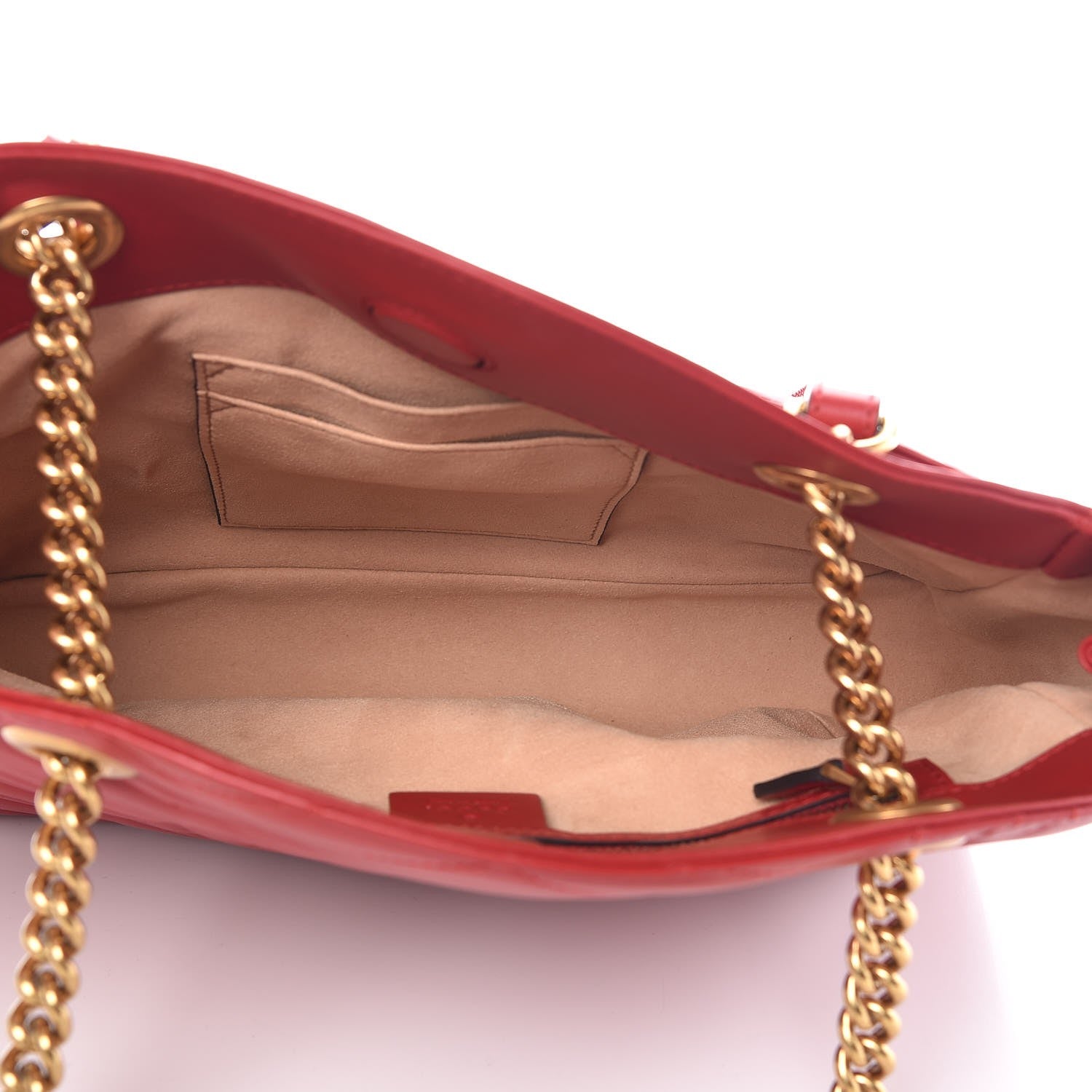 Gucci Calfskin Matelasse Medium GG Marmont Open Top Shoulder Bag Hibiscus Red 5 of 8