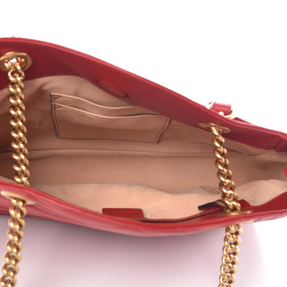 Gucci Calfskin Matelasse Medium GG Marmont Open Top Shoulder Bag Hibiscus Red 5 of 8