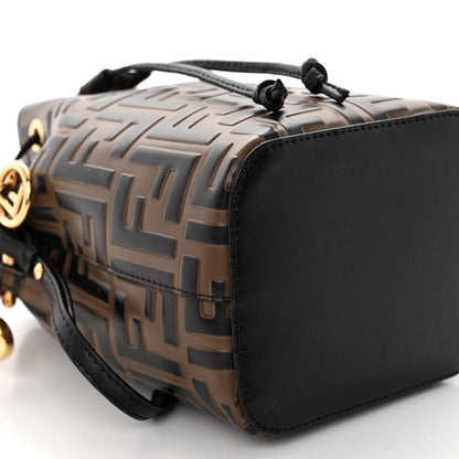 Fendi Vitello Liberty F is Fendi Bi-Color FF 1974 Embossed Mini Mon Tresor Bucket Bag Maya Black 9 of 10