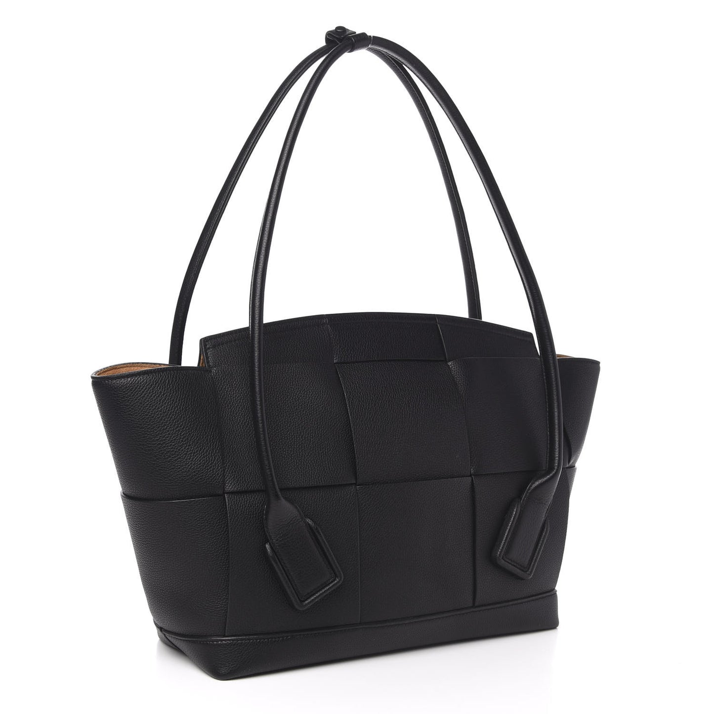 Grained Calfskin Maxi Intrecciato Medium Arco Black