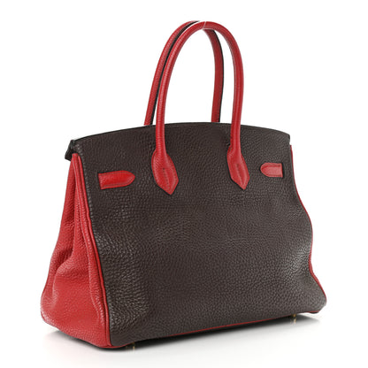 Hermes Togo Horseshoe Birkin 30 Chocolate Rouge Vif 3 of 20