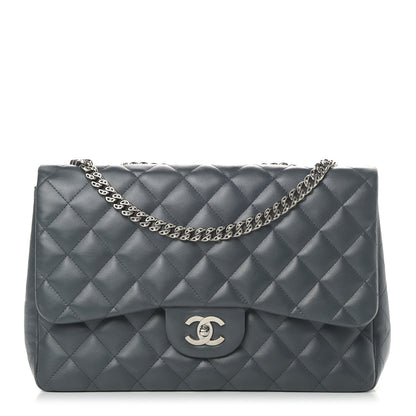 Chanel Lambskin Quilted Jumbo Single Flap Bijoux Chain Dark Grey 1 of 5