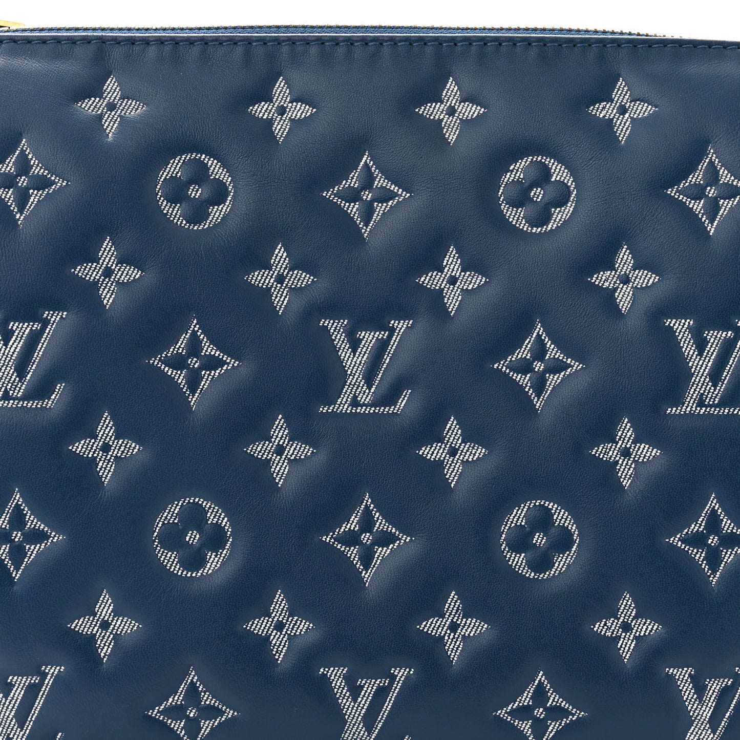 Lambskin Embossed Monogram Coussin PM Denim Blue