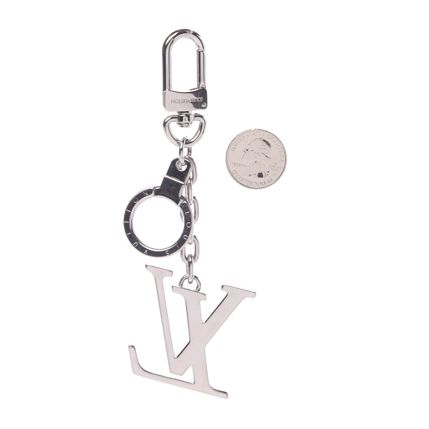 LV Facettes Bag Charm Key Holder Silver