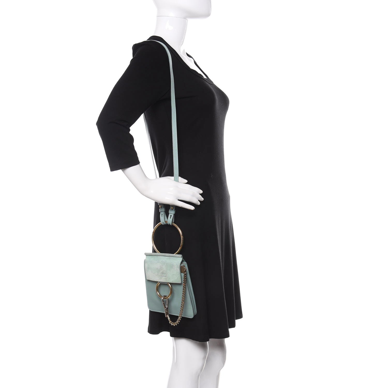 Chloe Suede Calfskin Mini Faye Bracelet Bag Cloudy Blue 2 of 13