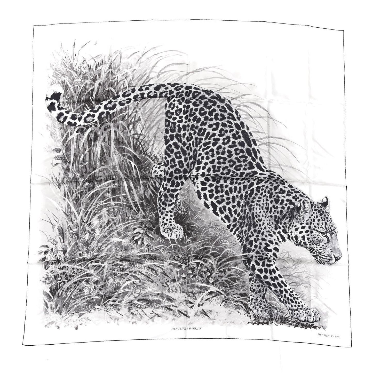 Silk Panthera Pardus Scarf 140 Black White Anthracite