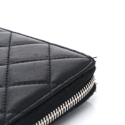 Chanel Lambskin Quilted Large Zip Around Organizer Wallet Black 9 of 10