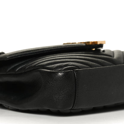 Saint Laurent Sheepskin Matelasse Chevron Monogram Medium College Bag Black 9 of 14