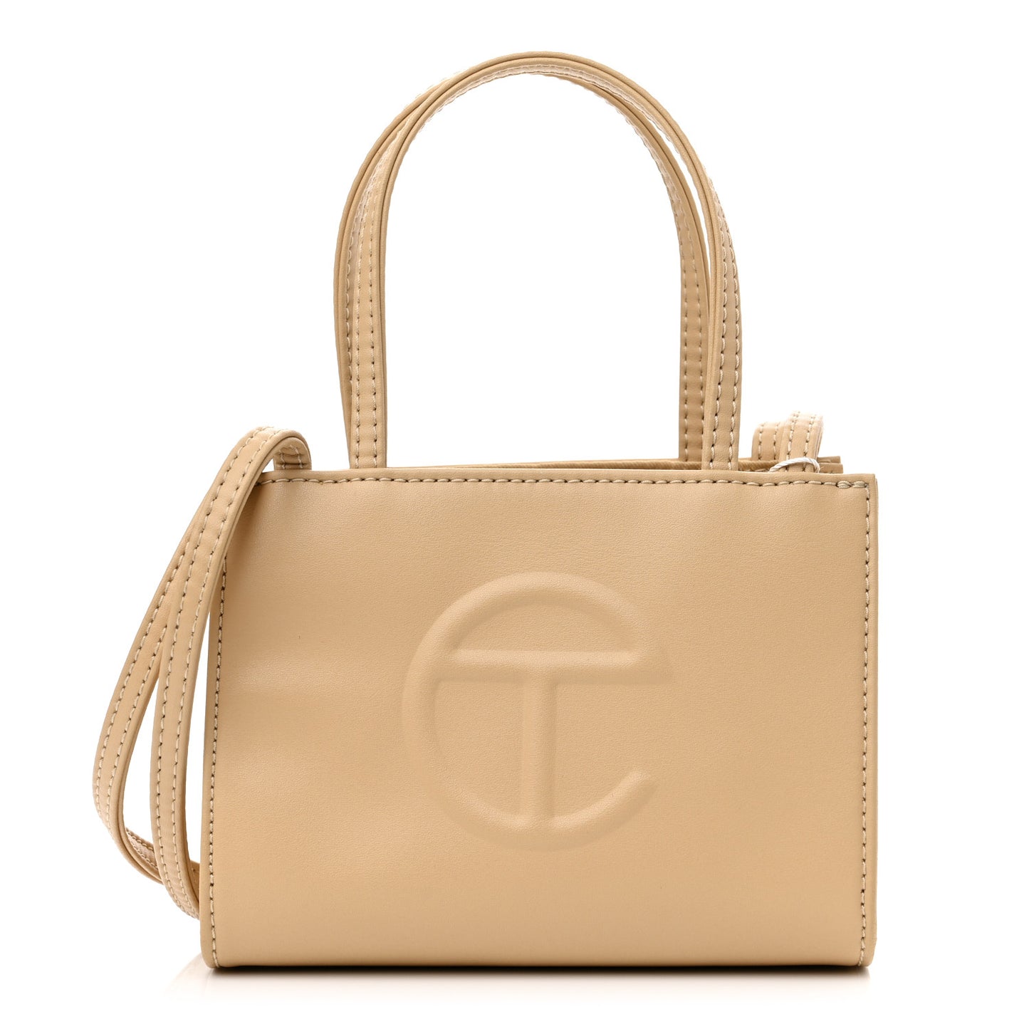 Vegan Leather Small Shopping Bag Cream