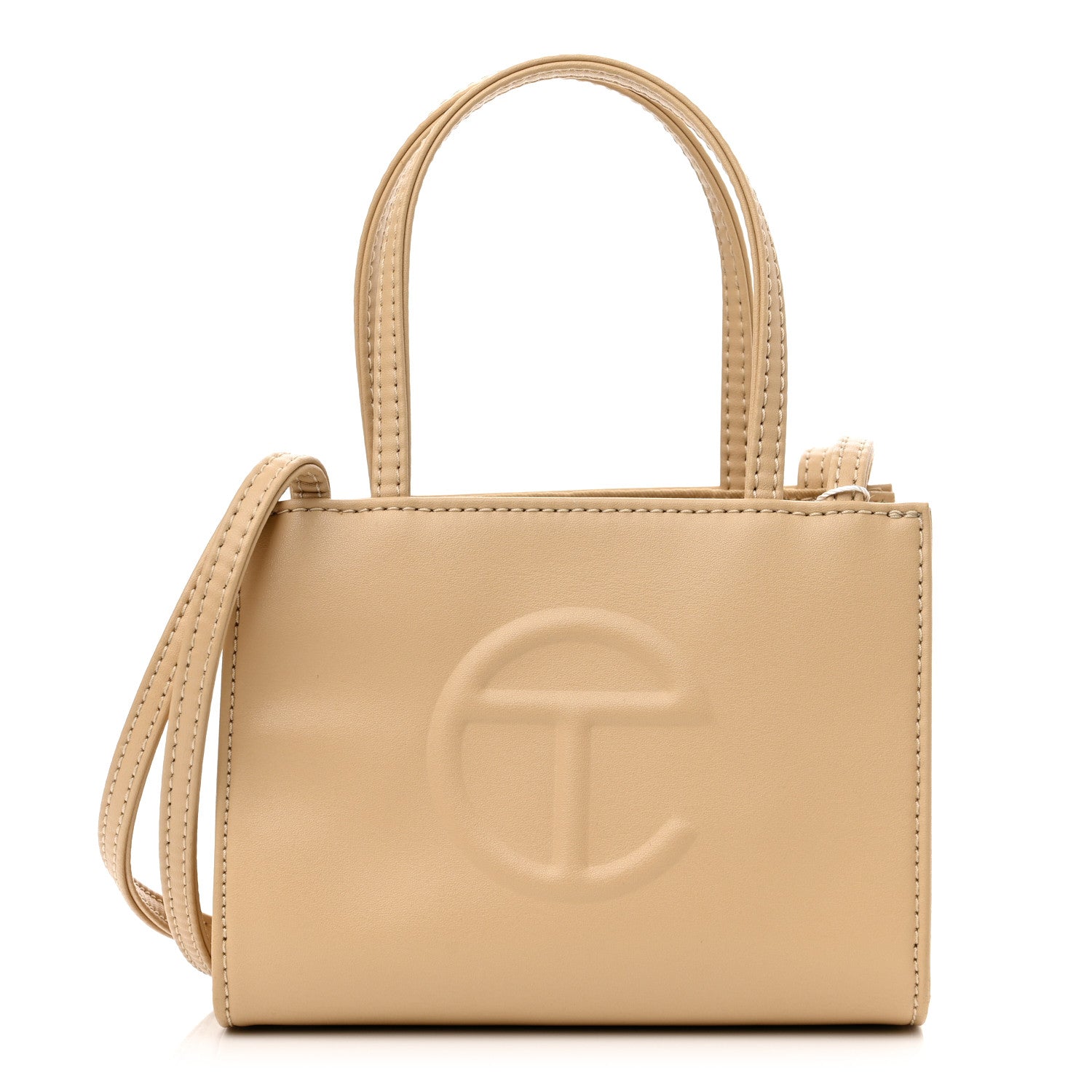 Telfar Vegan Leather Small Shopping Bag Cream 1 of 10