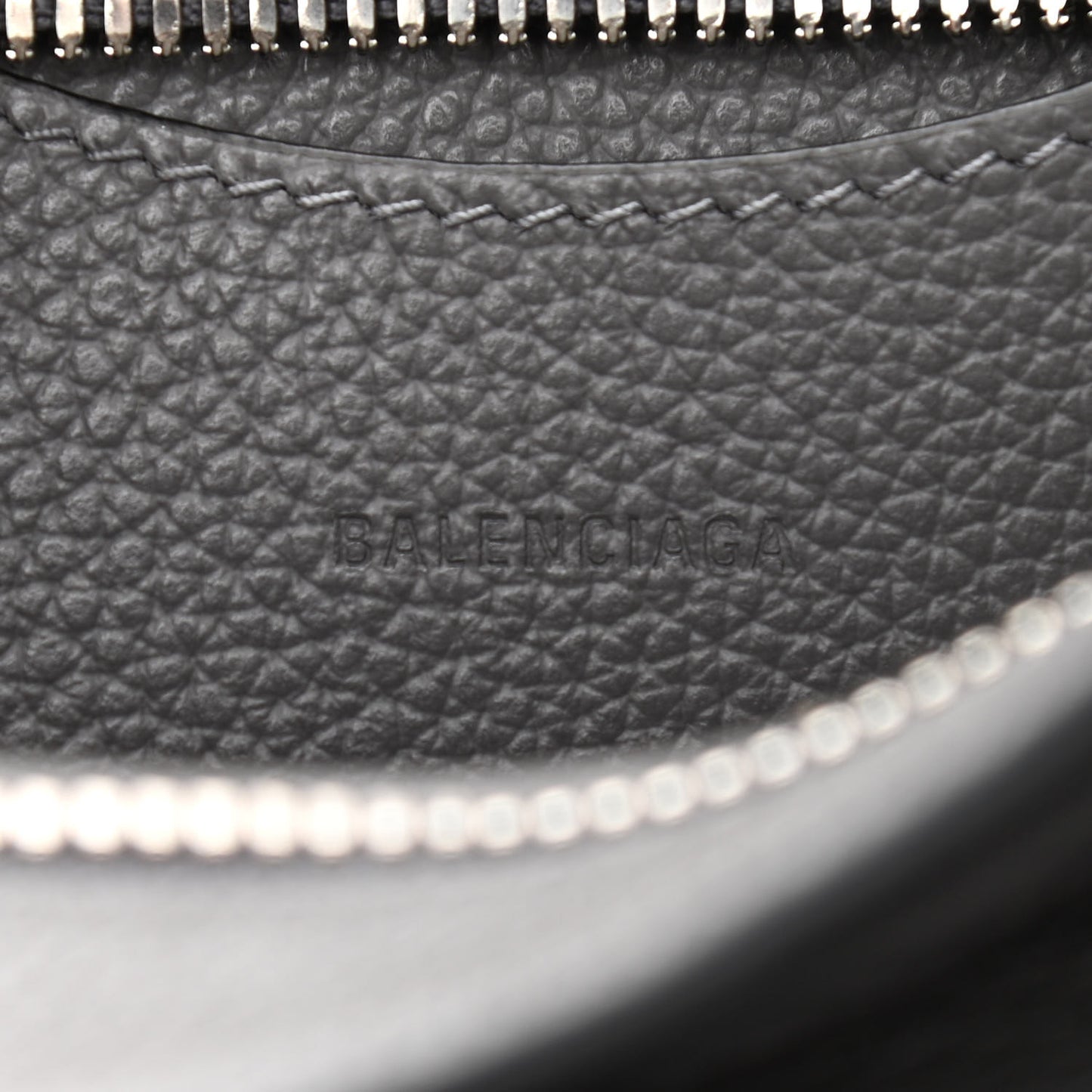 Grained Calfskin Neo Classic Silver Hardware Nano City Crossbody Dark Grey