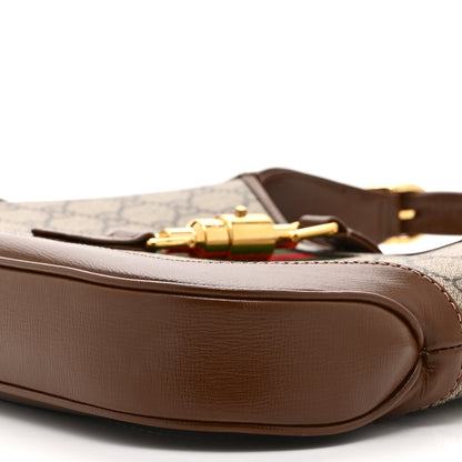 Gucci GG Supreme Monogram Azalea Calfskin Web Small Jackie 1961 Hobo Beige Ebony Brown Sugar 11 of 11