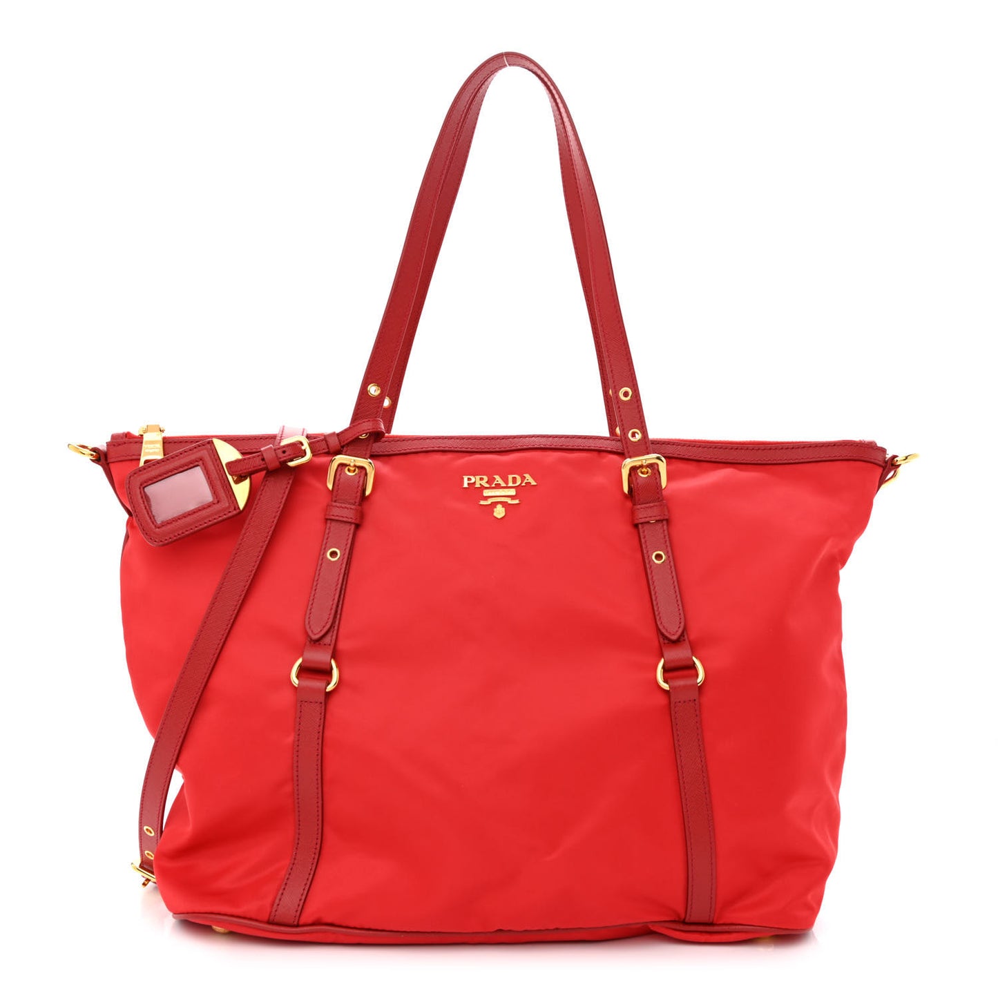Tessuto Nylon Saffiano Tote Red