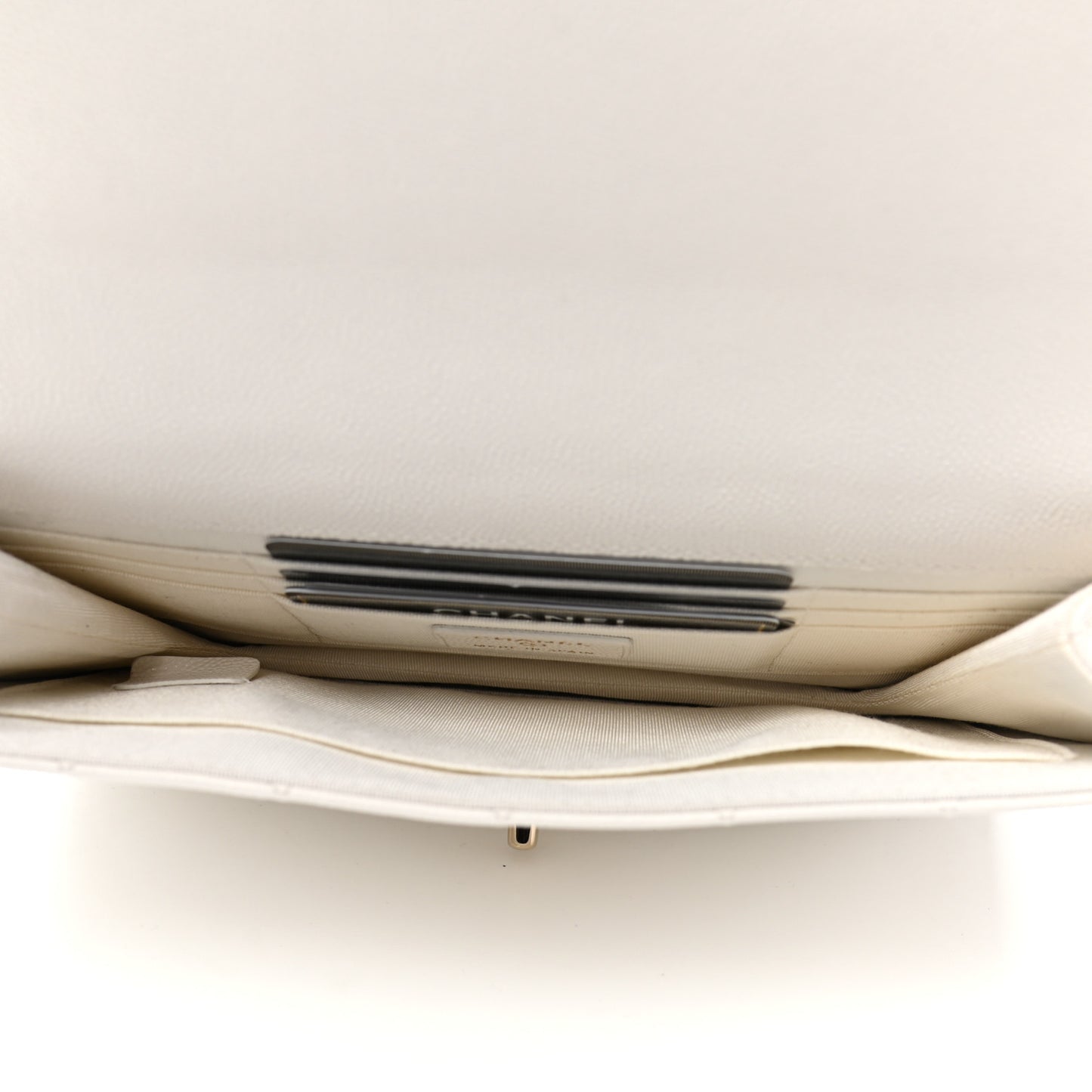 Caviar Quilted Square Flap Clutch White