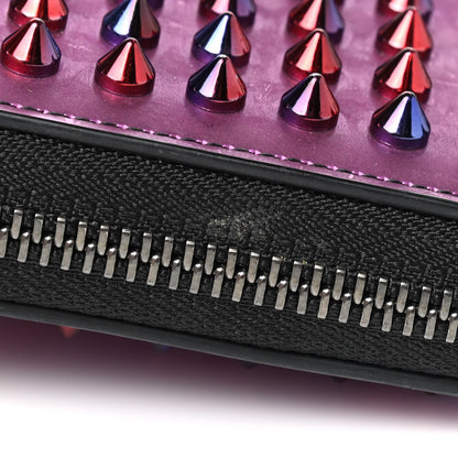 Christian Louboutin Patent Scarabe Spikes Panettone Zip Around Wallet Rose Digitale 8 of 9