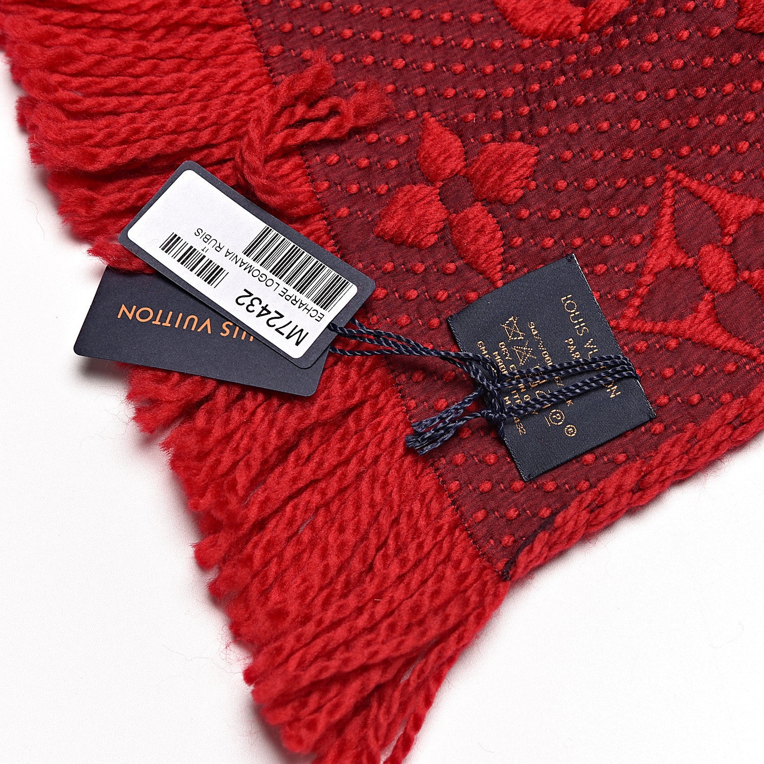 Louis Vuitton Wool Silk Logomania Scarf Rubis 4 of 4