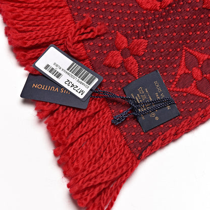 Louis Vuitton Wool Silk Logomania Scarf Rubis 4 of 4